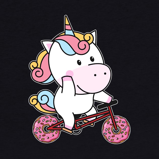 Unicorn Donut Tire Pastry Bicycle Cyclist by Print-Dinner